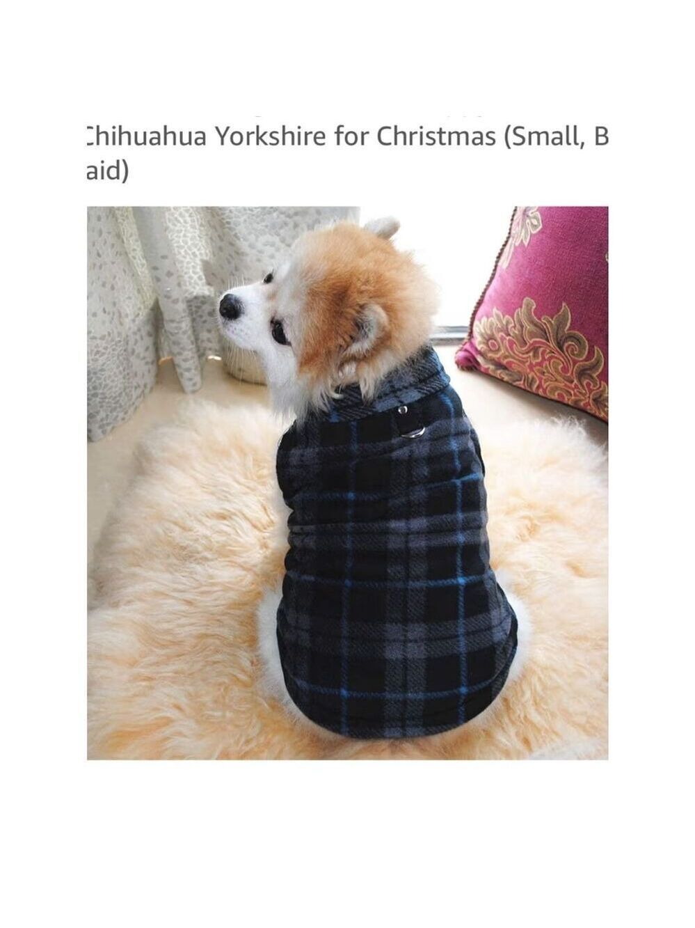 Dog Sweater, Soft Fleece Vest with Leash Ring Pullover (Small, Black Grey Plaid)